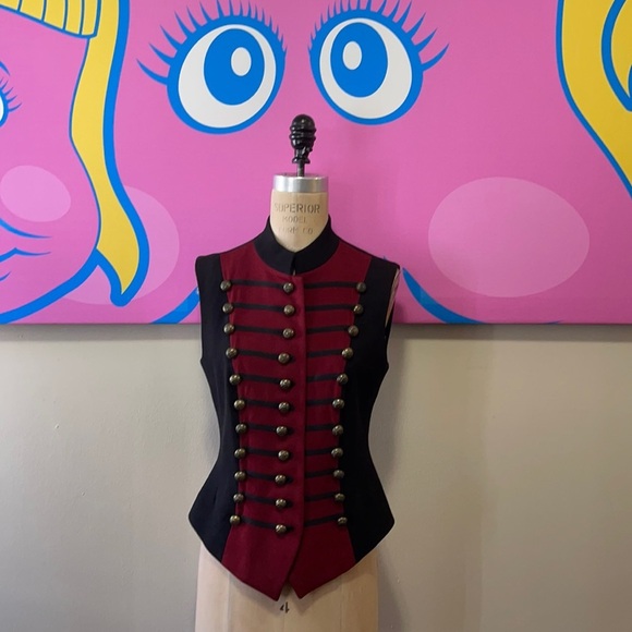 Dkny Jackets & Blazers - DKNY Red Black Wool Military Vest